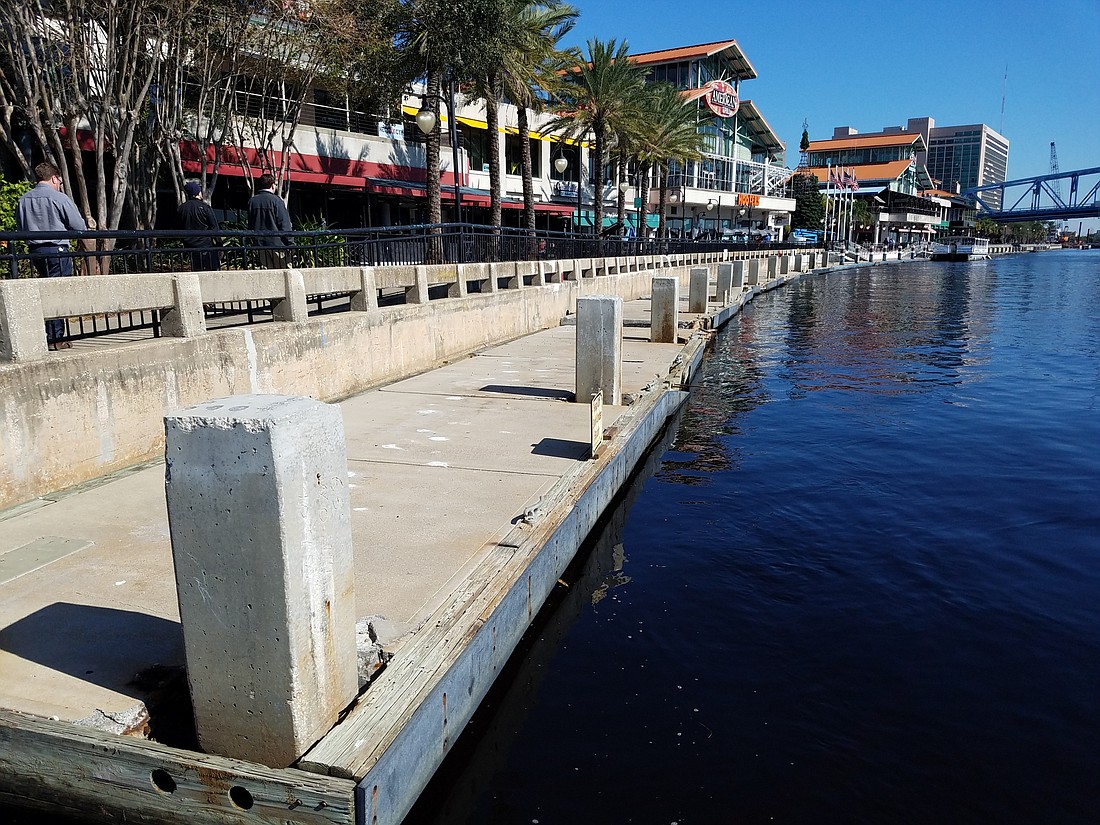 Sleiman Enterprises spokesman Mitchell Legler said the city has failed to maintain the area around the Jacksonville Landing, stating the Riverwalk and docks are in bad shape.