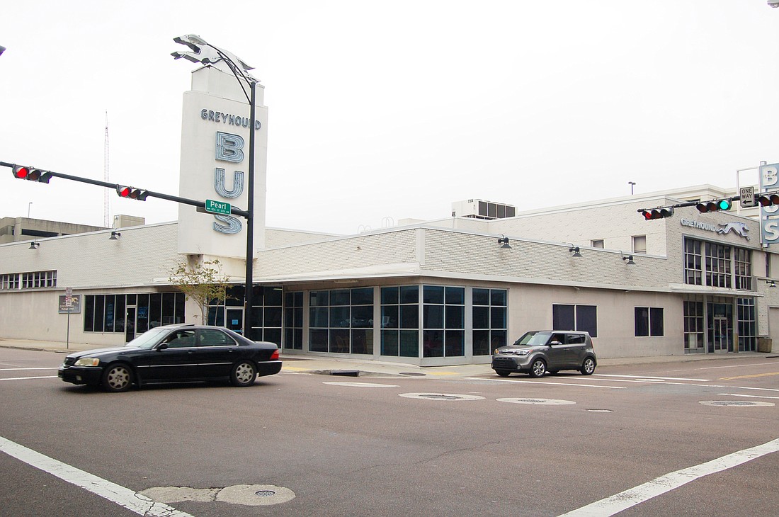 The Greyhound bus station at 10 N. Pearl St.