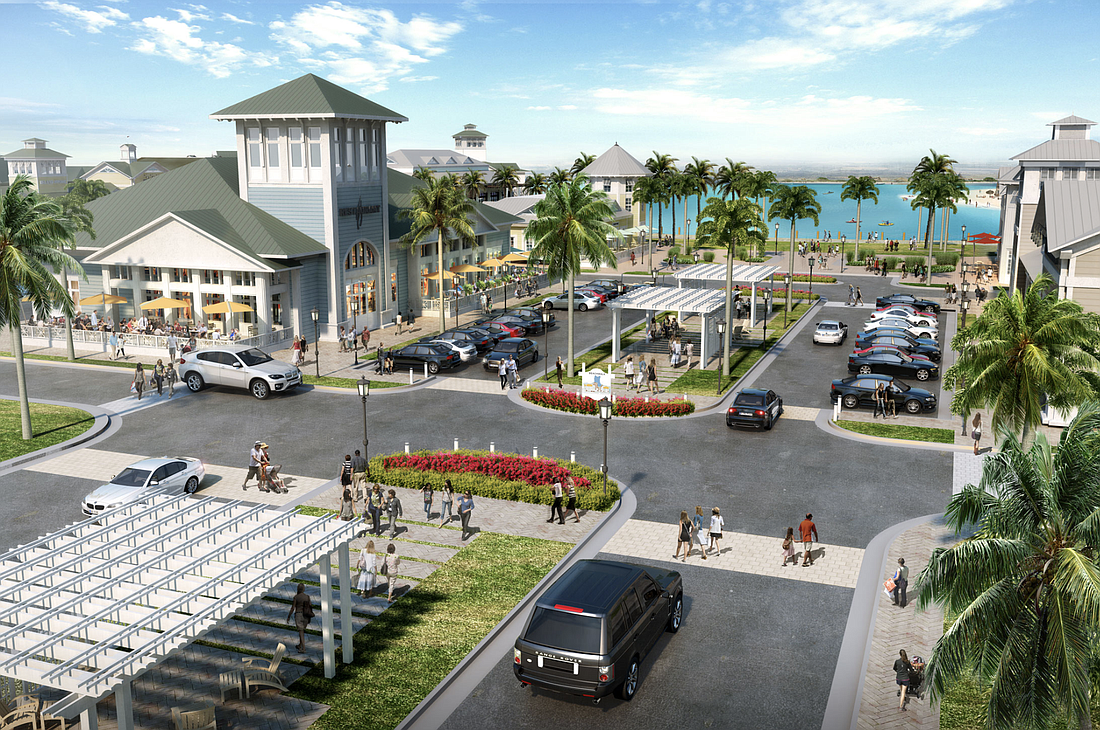 An artistâ€™s rendering of the retail area at the Beachwalk community.