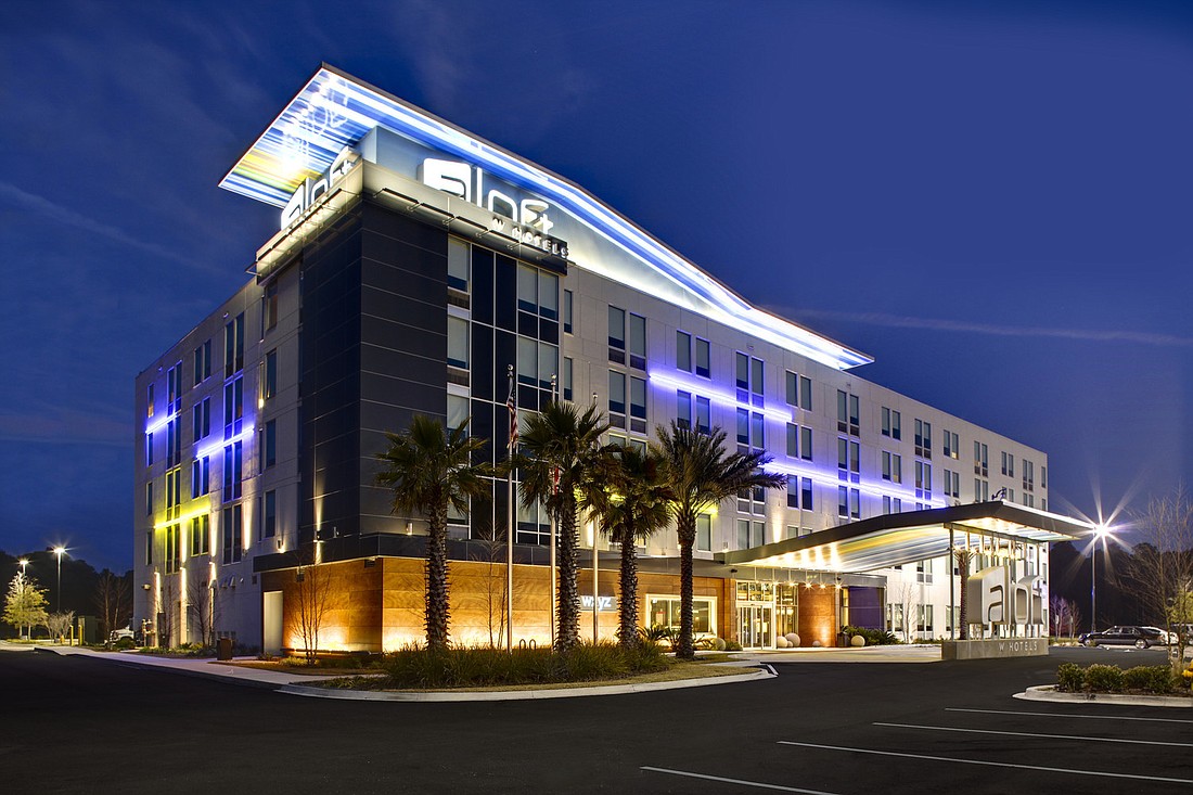 The Aloft Jacksonville Airport at 751 Skymarks Drive is near River City Marketplace.
