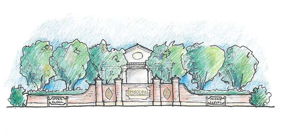 A rendering of the proposed new main entrance to the Episcopal School of Jacksonville