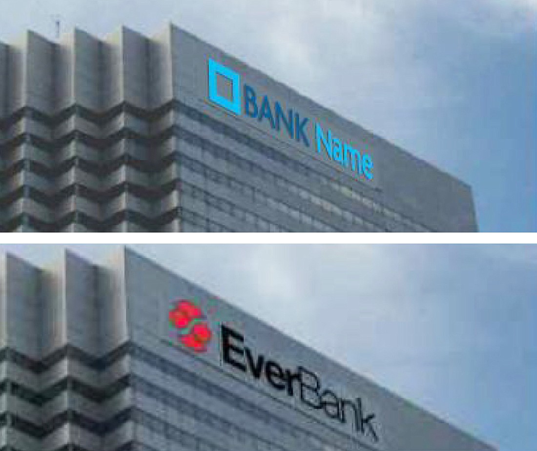 The rendering for the new sign that will replace EverBank on the Downtown building at at 301 W. Bay St.
