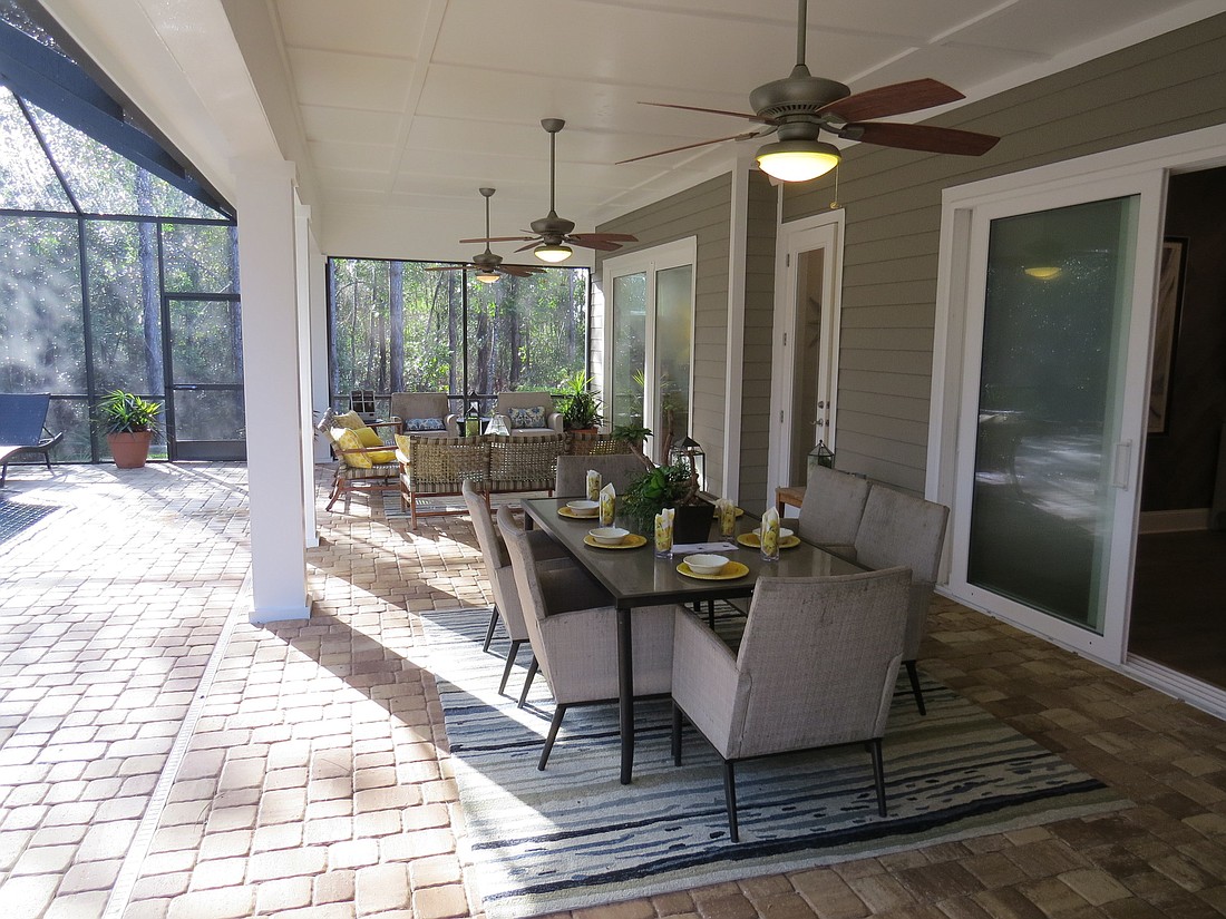 A portion of the outdoor space in the David Weekley Homes model in Twenty-Mile at Nocatee.