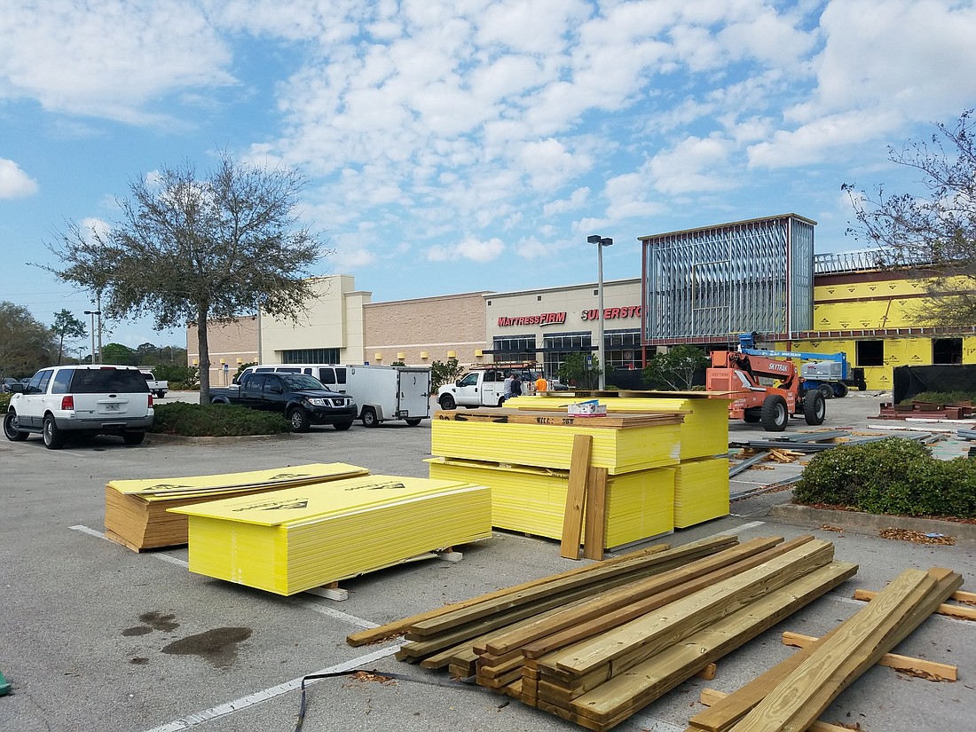 An  Aldi supermarket is under construction at the CB Square shopping center at 9317 Atlantic Blvd. in Regency. Ashley HomeStore Outlet is planned for the former Circuit City space to the left of Mattress Firm.