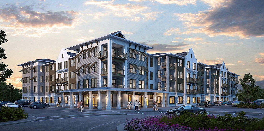 An artistâ€™s rendering of the $42 million San Marco Promenade apartments along Philips Highway on the southern edge of San Marco. Construction could begin this month.