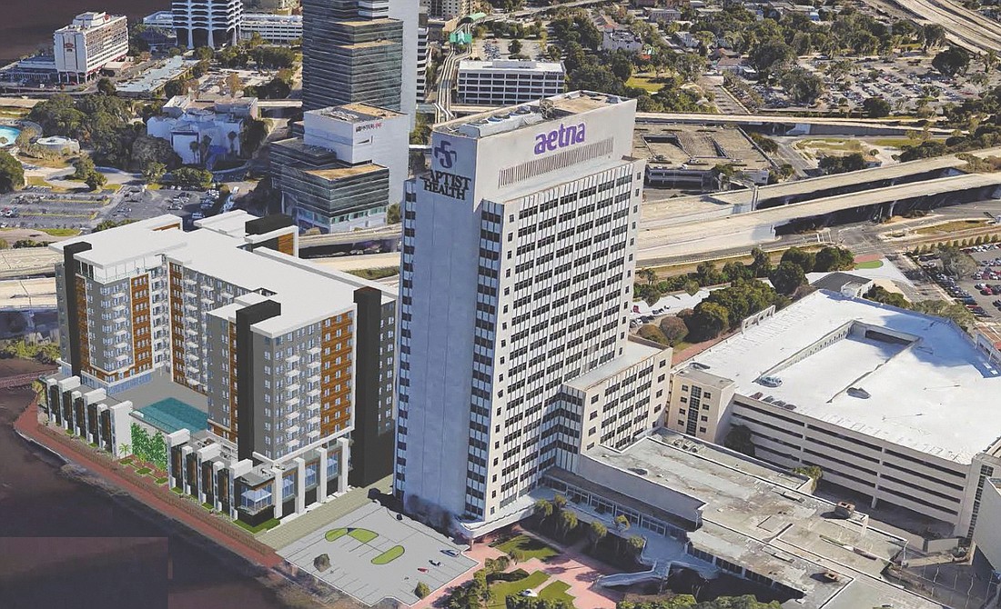Ventures Development Group is seeking to build a residential tower next to the former Aetna Building on the Southbank. It now has signage for OneCall.