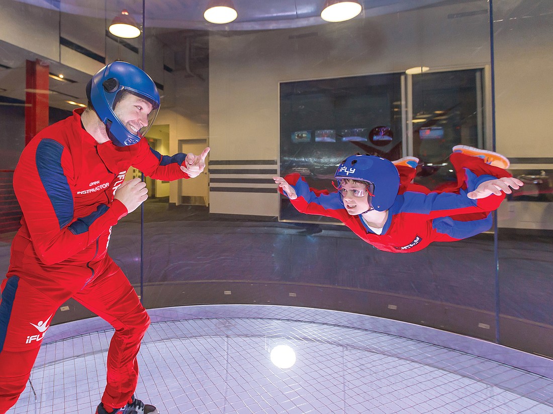 At iFly Indoor Skydiving, participants fly on a cushion of air generated by giant fans.