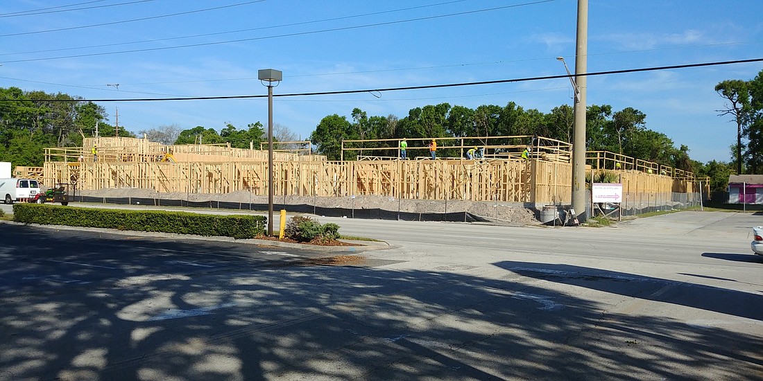 The framing goes up at Jackson Commons on  3.3 acres at 3607 University Blvd. at northeast University Boulevard and Fort Caroline Road.