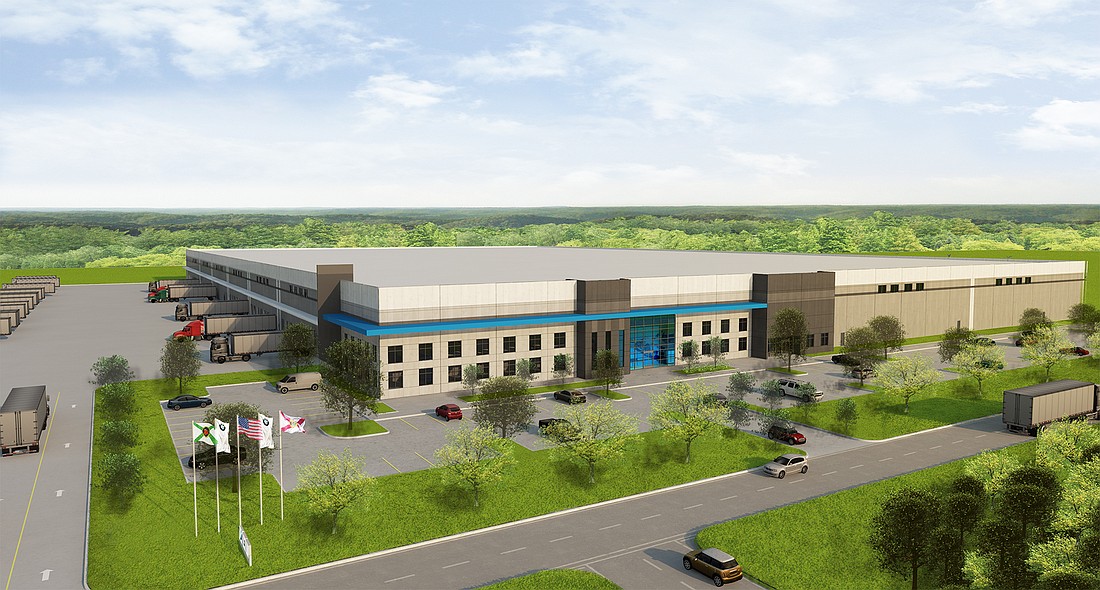 A rendering of the BMW regional parts distribution center at Westside Industrial Park.