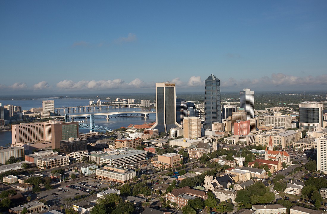 The Bank of America Tower (center) is the tallest building in Duval County.