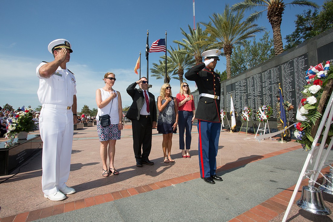 Jacksonvilleâ€™s annual Memorial Day observance begins at 8 a.m. Monday at Veterans Memorial Wall near TIAA Bank Field. (Photo by Wes Lester/City of Jacksonville)