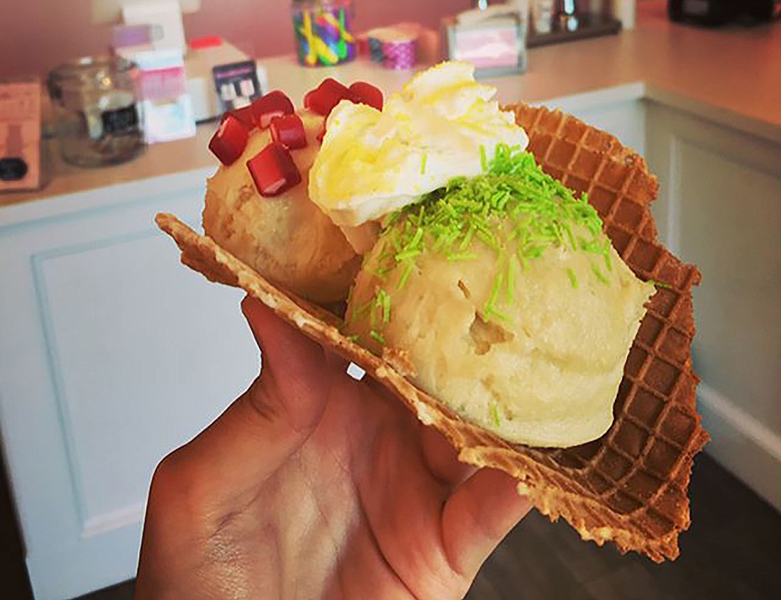 Cookie Dough Bliss serves its treats in cones.