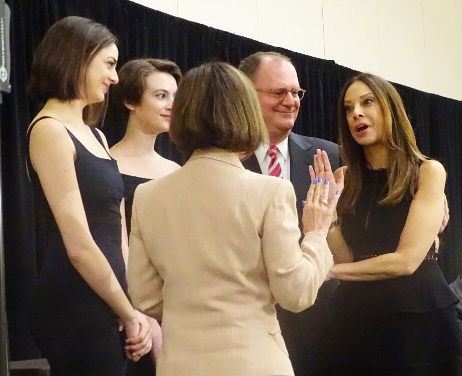 State Supreme Court Justice Barbara Pariente administered the oath of office to The Florida Bar President Michelle Suskauer witnesssed by Suskauerâ€™s daughters, Talia and Becca, and her husband, 15th Circuit Judge Scott Suskauer.