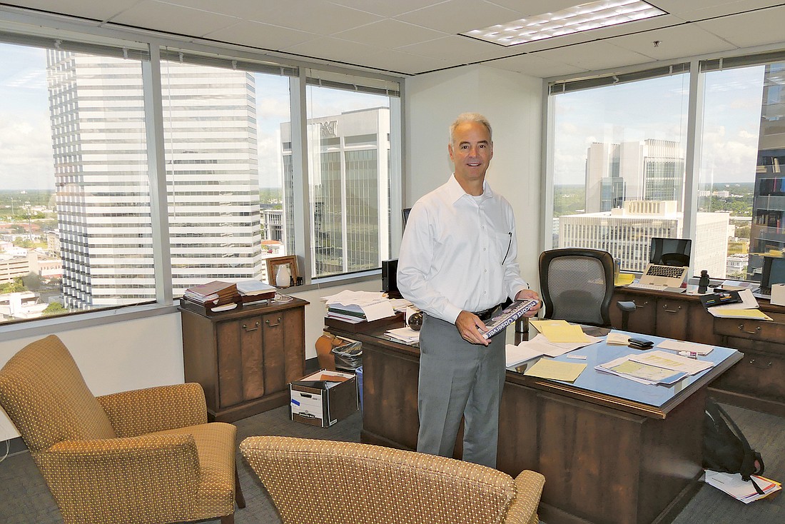 Spohrer Dodd partner Steve Browningâ€™s new office has a view of Downtownâ€™s Northbank commercial district, including the federal and county courthouses.