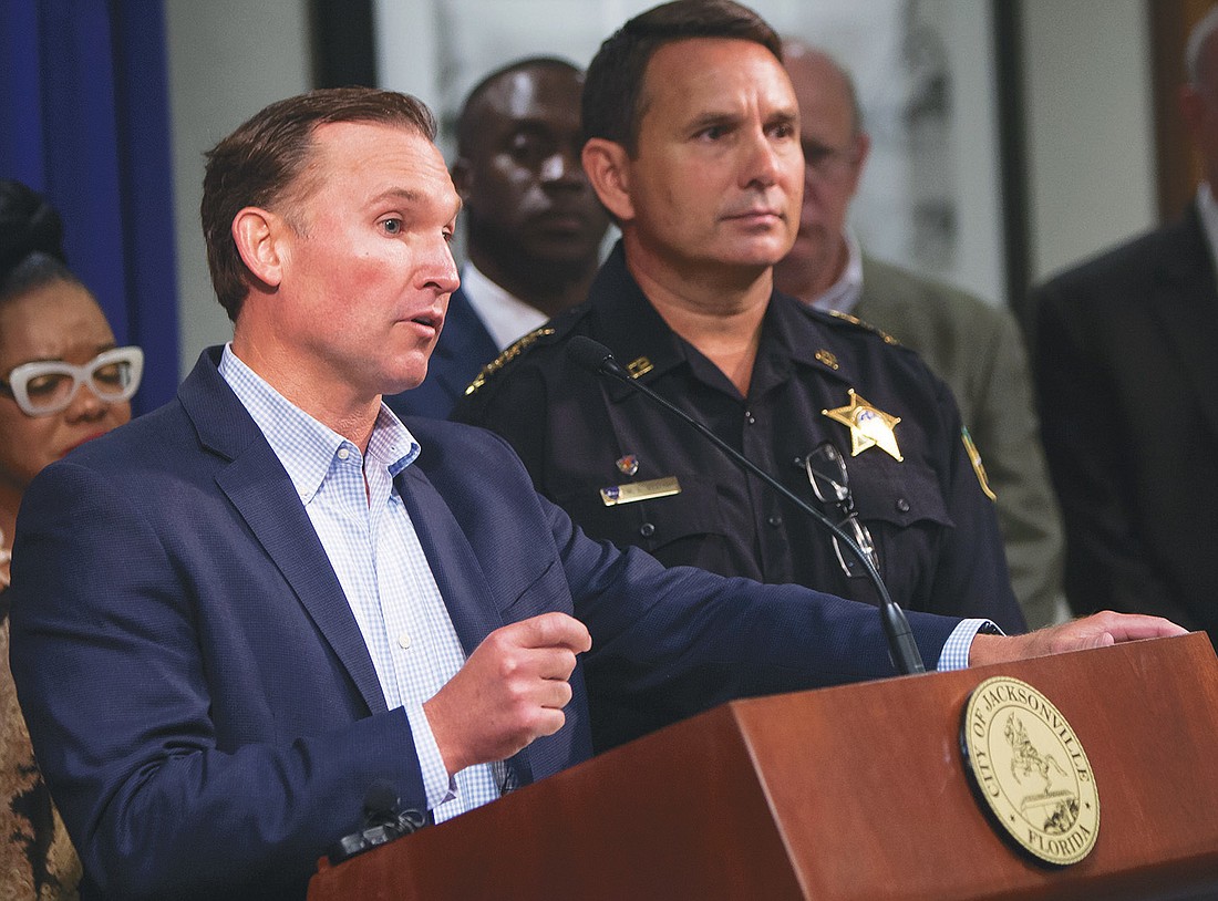 Jacksonville Mayor Lenny Curry and Jacksonville Sheriff Mike Williams. Curryâ€™s 2018-19 city budget includes  $439 million for JSO, an increase of $30 million.