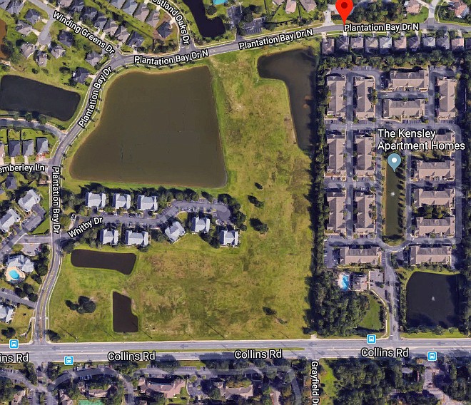 Arlington Properties, of Birmingham, Alabama, plans to build a 266-unit apartment community called Tapestry Westland Village on this vacant 26-acre lot in West Jacksonville. Photo via Google Maps