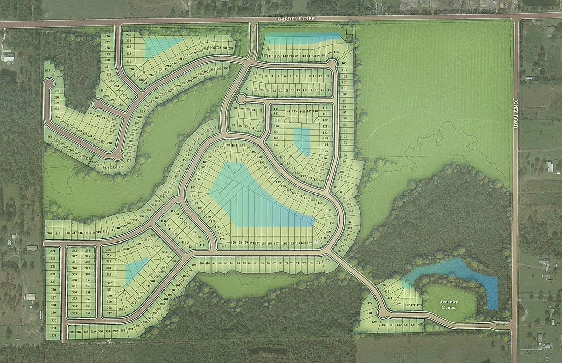 A rendering of the Highland Chase community at southwest Garden Street and Jones Road in western Duval County.