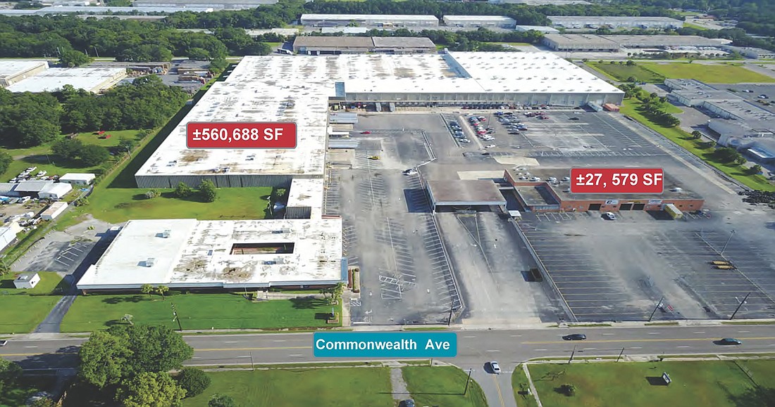 Fanatics leases the large warehouse shown in the aerial and the small property is leased to Conlan Tire. The property was sold Dec. 4 to an investor who continues to rent the structures to the tenants.