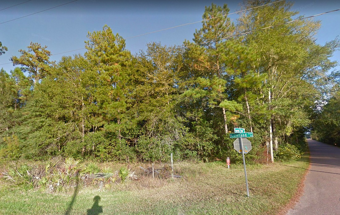 Plans show the homes would be built on 30 acres of forest land at McClelland Road and Forest Trail Boulevard. (Google)