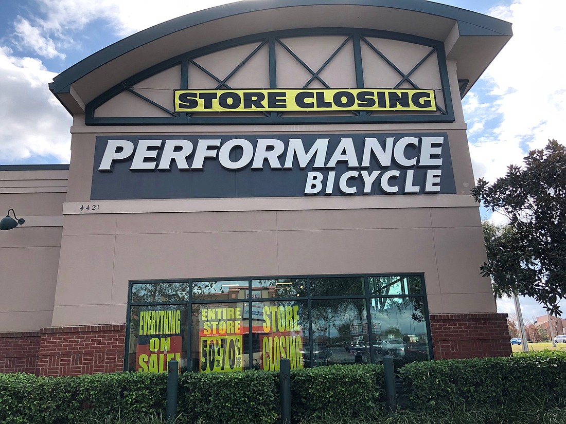 Performance Bicycle at 4421 Southside Blvd.is closing after its parent company filed bankruptcy in late 2018.
