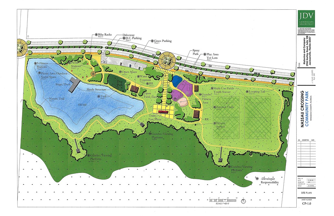 An artistâ€™s rendering shows Nassau Crossingâ€™s community park.