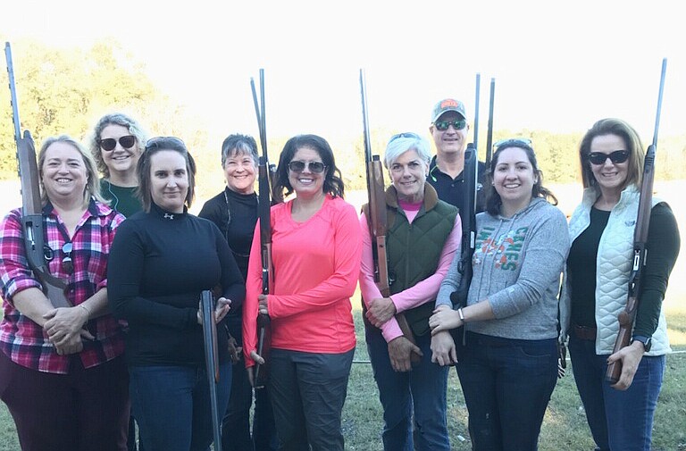 The JWLA&#39;s sporting clays class, from left, Jennifer Mansfield, Leslie Wickes, Emily Nunez, K.C. Padget, Duval County Judge Michelle Kalil, Patty Dodson, Matthew Posgay, Brittany Ford and Jeanne Miller.