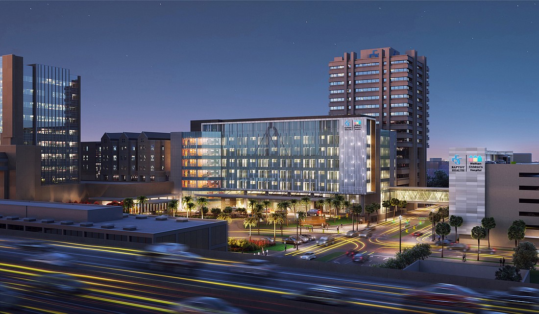 An artist&#39;s conception of the seven-story Wolfson Childrenâ€™s Critical Care Tower.