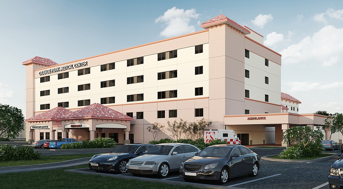 An artist&#39;s rendering of the patient tower addition at Orange Park Medical Center.