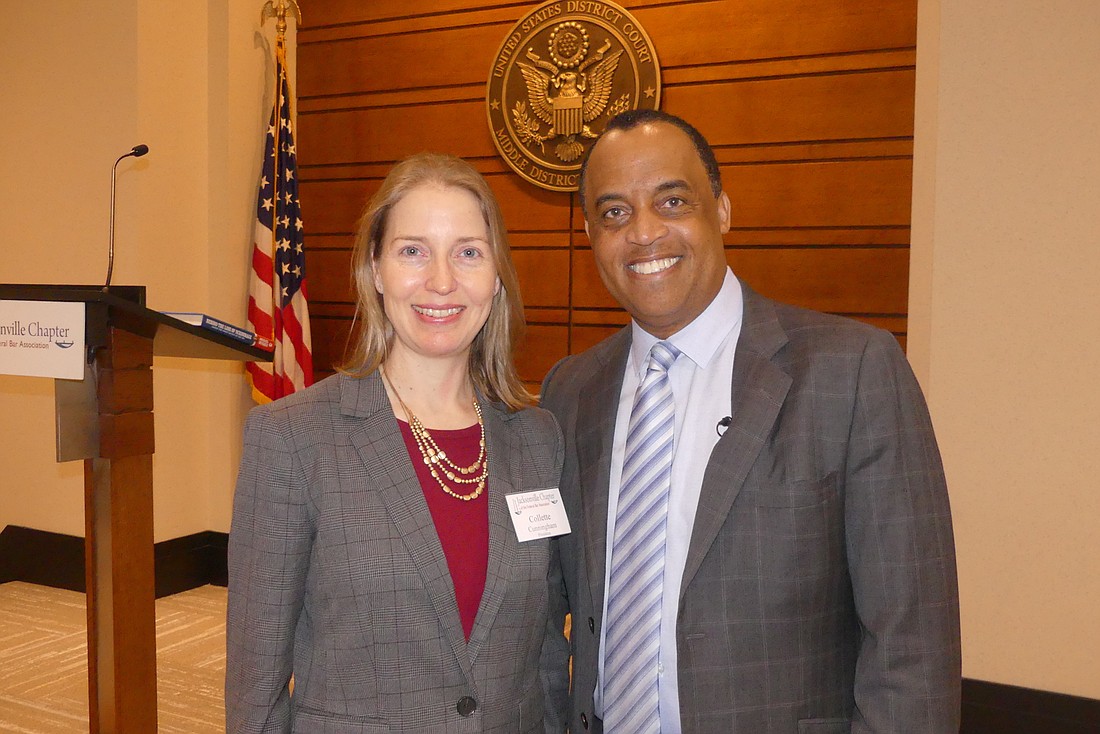 Assistant U.S. Attorney and Jacksonville Chapter of the Federal Bar Association President Collette Cunningham and attorney Michael Huyghue, a former NFL executive who runs a boutique sports consulting firm.