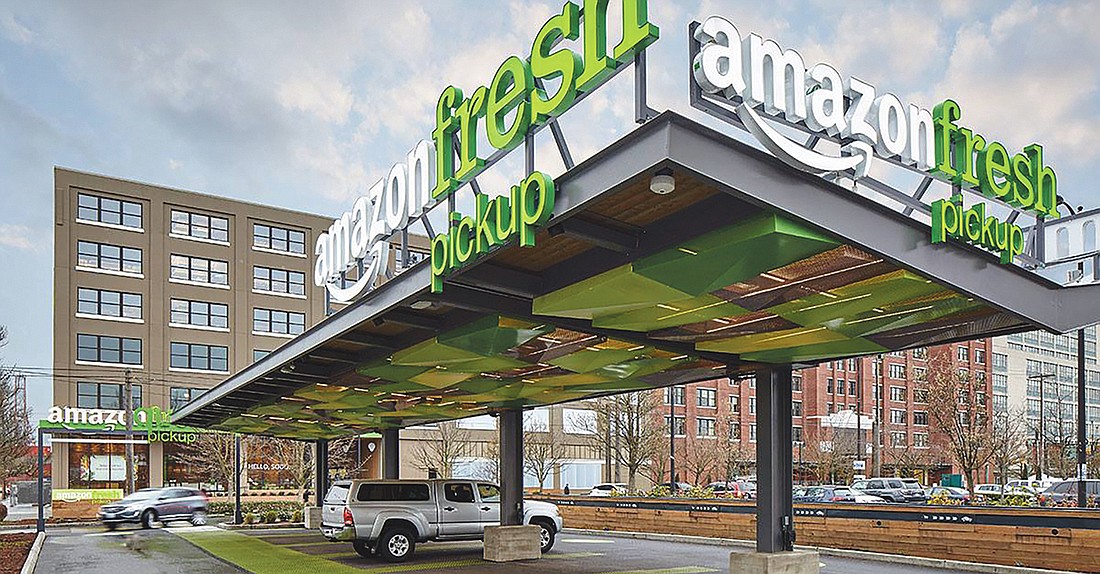 The AmazonFresh Pickup store in Seattle, where customers pick up their orders after placing them online. â€œYou donâ€™t have to get out of your car to get your groceries,â€ said Amazonâ€™s April Lane.