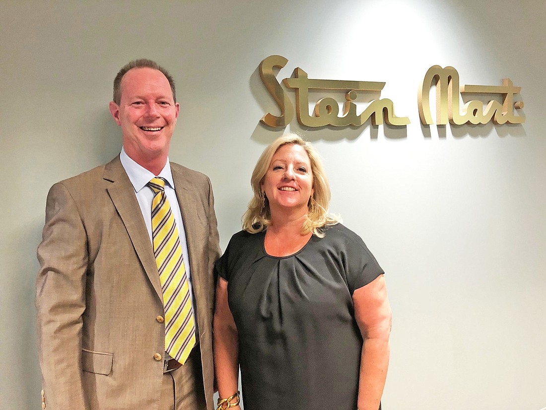 Stein Mart CEO Hunt Hawkins and President MaryAnn Morin. The retailer reported an 11.4 percent drop in sales in the fourth quarter ended Feb. 2.