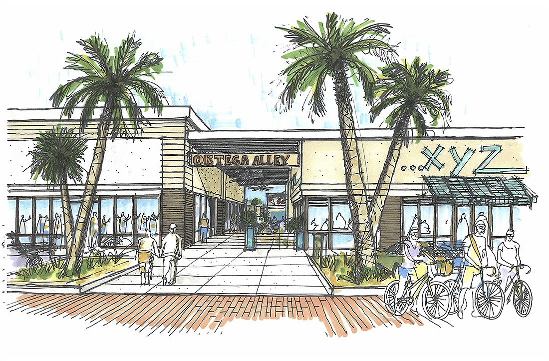 An artistâ€™s rendering of Ortega Alley, a retail plaza that will be anchored by Metro Diner and other stores. Itâ€™s part of the plan to redevelop and rename Roosevelt Square as Ortega Park.