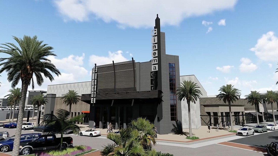 A rendering of the cinema that Atlanta-developer Jeff Fuqua intends to develop at the Exchange at Jacksonville, a 67-acre apartment, entertainment, office and hotel development at southeast Butler Boulevard and Interstate 295.