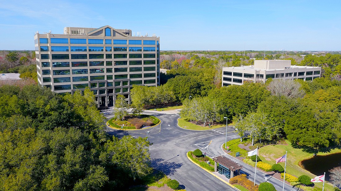From left Gramercy Woods building 100 and 700. The office park is south of Butler Boulevard, east of Interstate 95 and north of The Avenues mall.