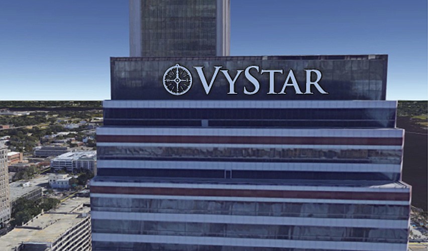 The VyStar name is expected to take the top of the 76 S. Laura St. tower during the summer.