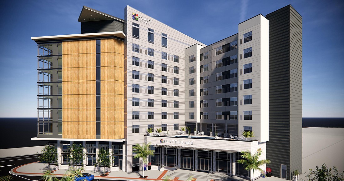 A Hyatt Place hotel is under development at Water and Hogan northwest of The Jacksonville Landing.