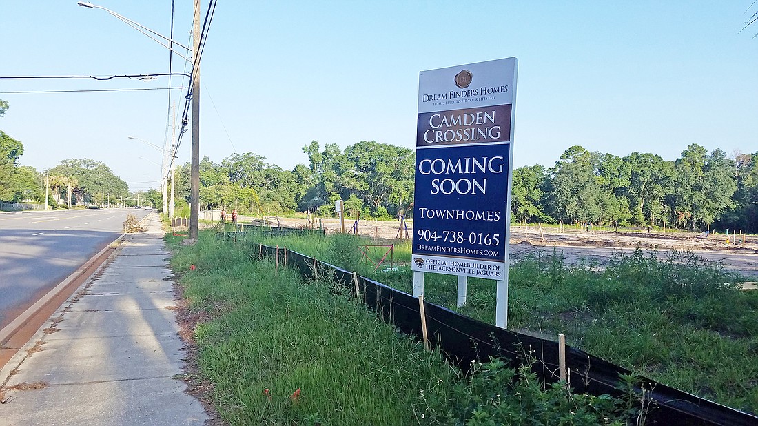 The Camden Crossing townhomes project by Dream Finders Homes along New Berlin Road in North Jacksonville.