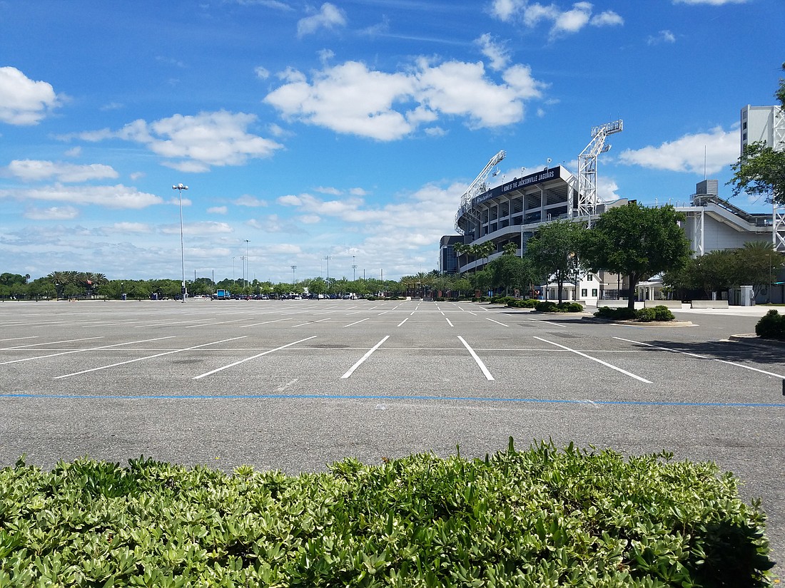 The site of the proposed $500 million Lot J development near TIAA Bank Field.