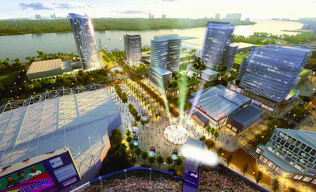 An artist&#39;s rendering of the Lot J area released by the city Wednesday,