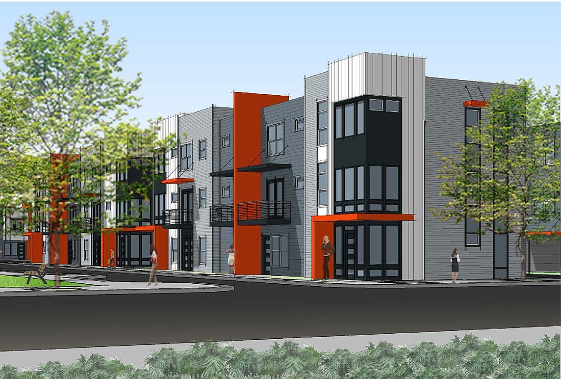 An artist&#39;s rendering of the Vestcor Companies Inc.  winning LaVilla townhomes project.