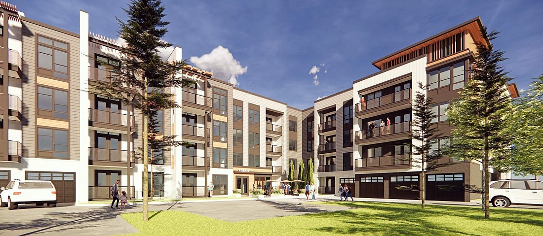 A rendering of the 370-unit Presidium at Town Center apartments approved for construction at 7200 AC Skinner Parkway.