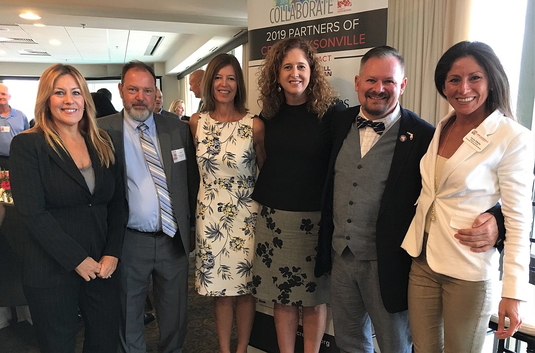 From left, Katrina Austin, Flagler County; J.J. Harris, Clay County; Melissa Glasgow,St. Johns County; Cathy Chambers, economic development manager with FPL; Brian Bergen, Putnam County; and Laura DiBella, Nassau County.