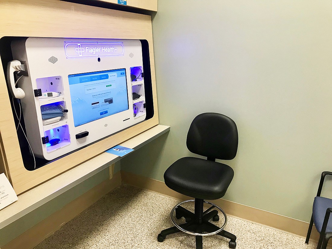 The telehealth kiosk at the Publix supermarket in Nocatee is in a small room adjacent to the pharmacy.