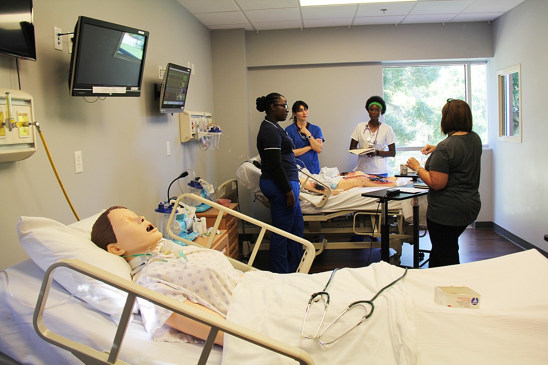 Professionals at the Jacksonville University Healthcare Simulation Center will work as a team in health assessments, clinical skills, and complex medical care on manikins and on live patients.
