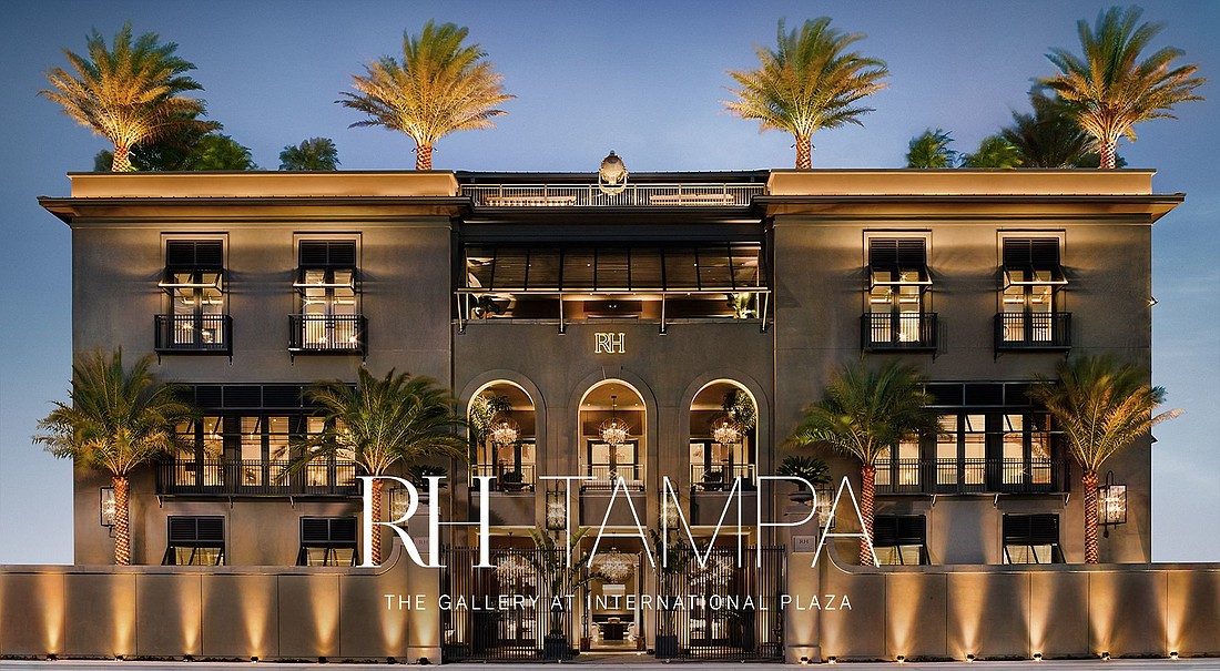 RH Tampa, The Gallery at International Plaza, comprises four stories and 60,000 square feet of retail space. A proposed multistory Restoration Hardware store at St. Johns Town Center is designed at almost 43,000 square feet.