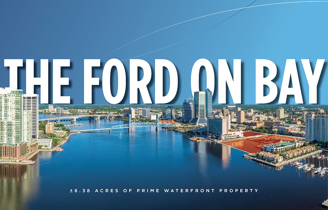 The  former Duval County Courthouse and City Hall site is branded as The Ford on Bay to developers.
