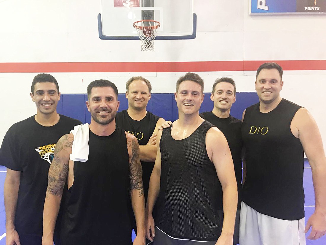 The JBA Basketball League champion Davis team, from left, Josef Hess, Matt Hunt, John Weedon, Jamie Fromm, Ryan King and Todd Davis.