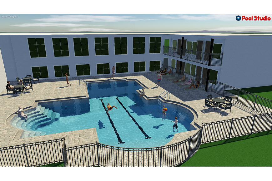 An artistâ€™s rendering of the pool planned for the Crowne Plaza Jacksonville Airport hotel at 14670 Duval Road.
