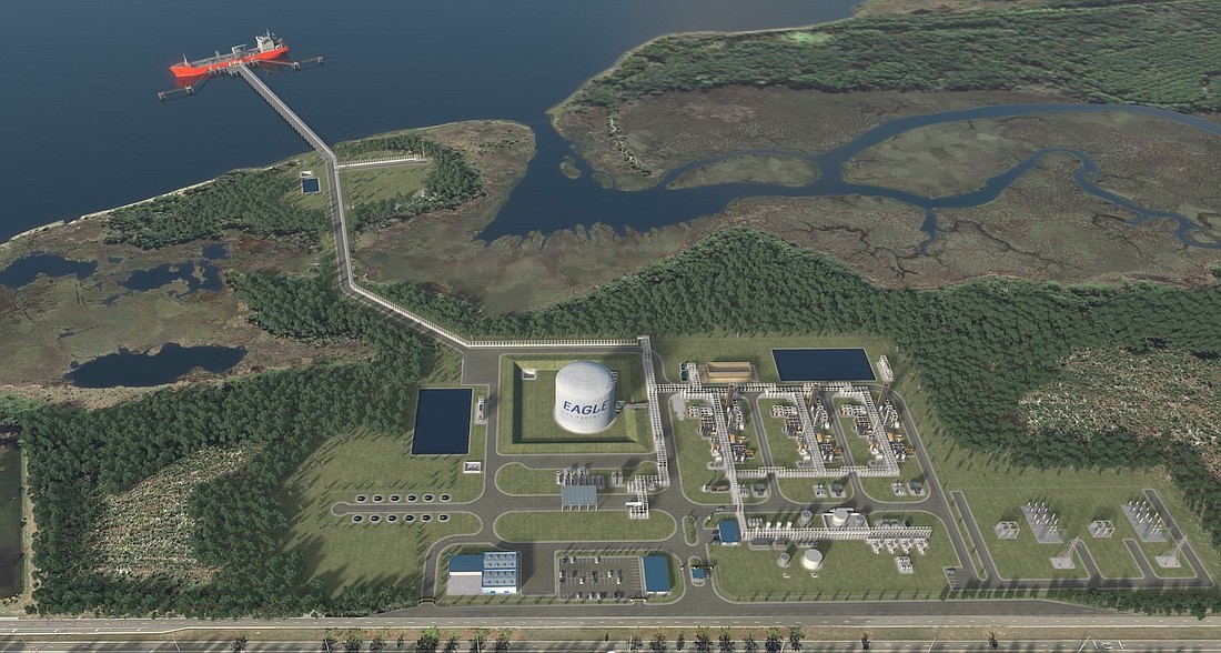 An artistâ€™s rendering of Eagle LNGâ€™s North Jacksonville export facility.