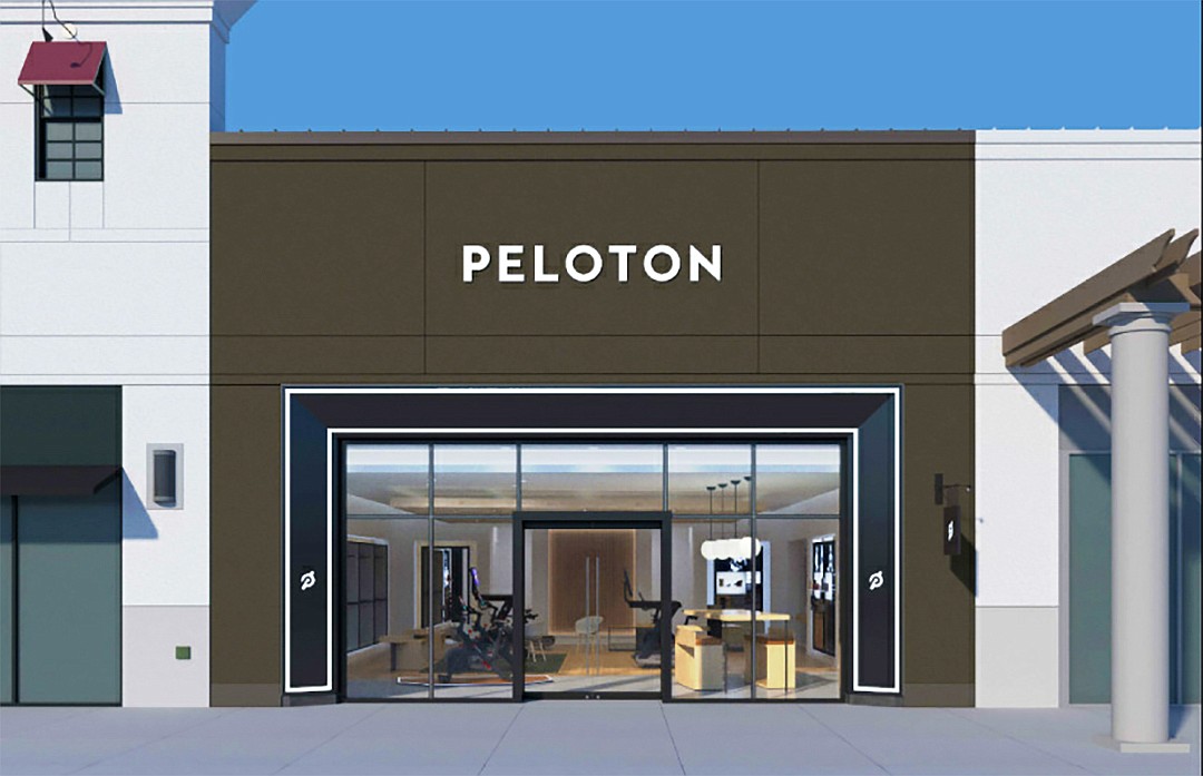 An artistâ€™s rendering of the Peloton showroom proposed at St. Johns Town Center in the current Tommy Bahama site. Tommy Bahama is relocating across the street.